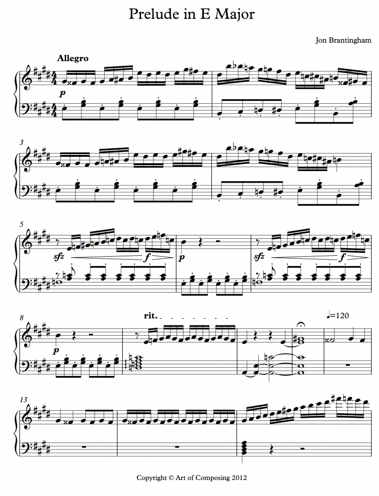 Prelude in E Major pg 1